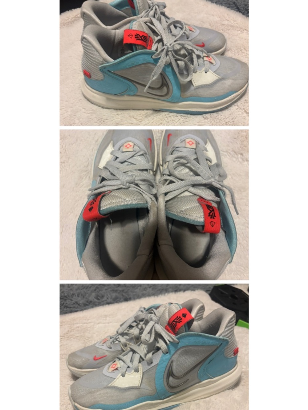 Nike Light Gray & Teal Basketball Sneakers with Coral Accents